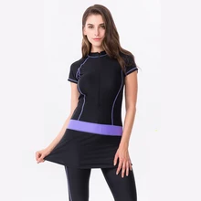 Новая юбка из двух частей, купальник для женщин, спортивный костюм танкини для серфинга, длинные штаны, купальный костюм с рукавом на молнии