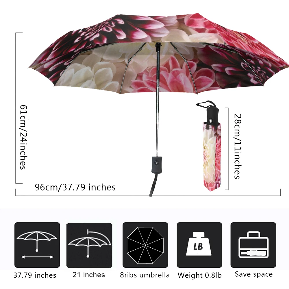 Flower Printed Umbrella Rain Women Automatic Umbrella Three Folding Sun Protection Male Portable Parasol folding umbrella,automatic umbrella