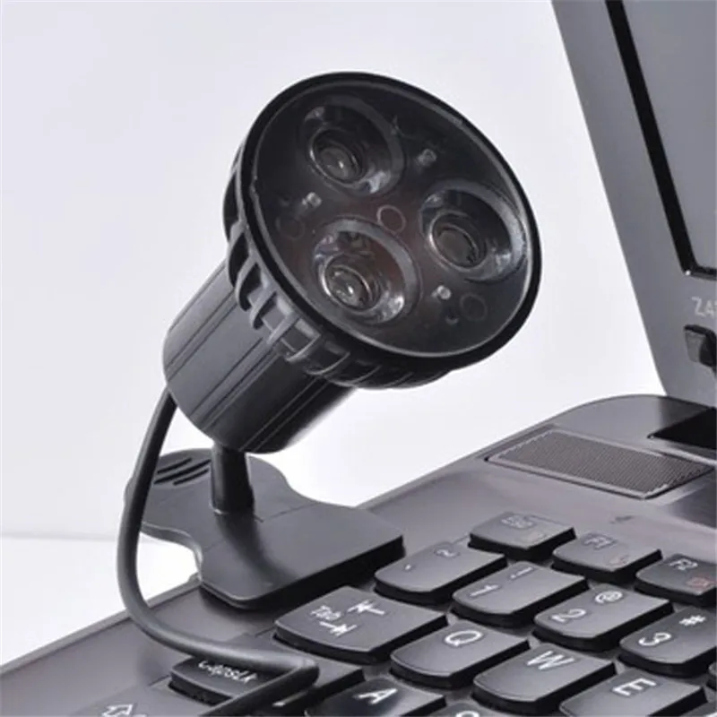 Sale USB 3-LED Clip-on Table Desk Reading Light Lamp Bulb For Laptop Computer Outdoor Sport Portable bikes Hiking Light Black P# 2