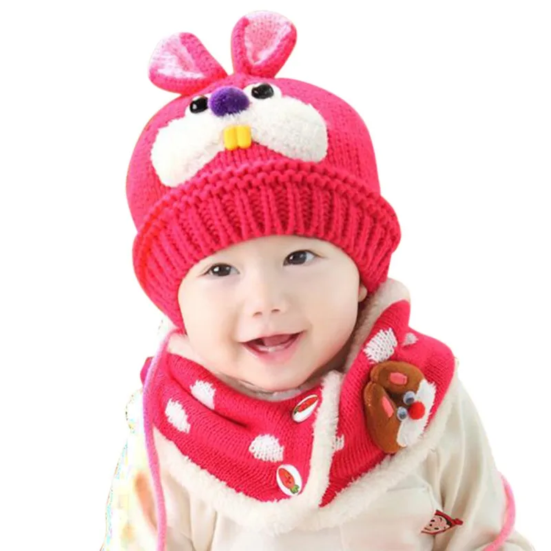 2 шт./компл. шапка шарф Детская зимняя шапка кролик вязаный широкий берет-Боб теплые детские шапки шеи теплые реквизит для фотосъемки
