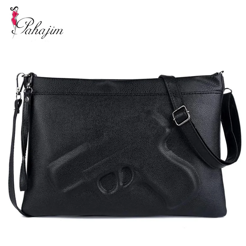 

women messenger bags 3D Print Gun Bag Designer Pistol Handbag Black Shoulder Bag Day Envelope Clutches With Strap