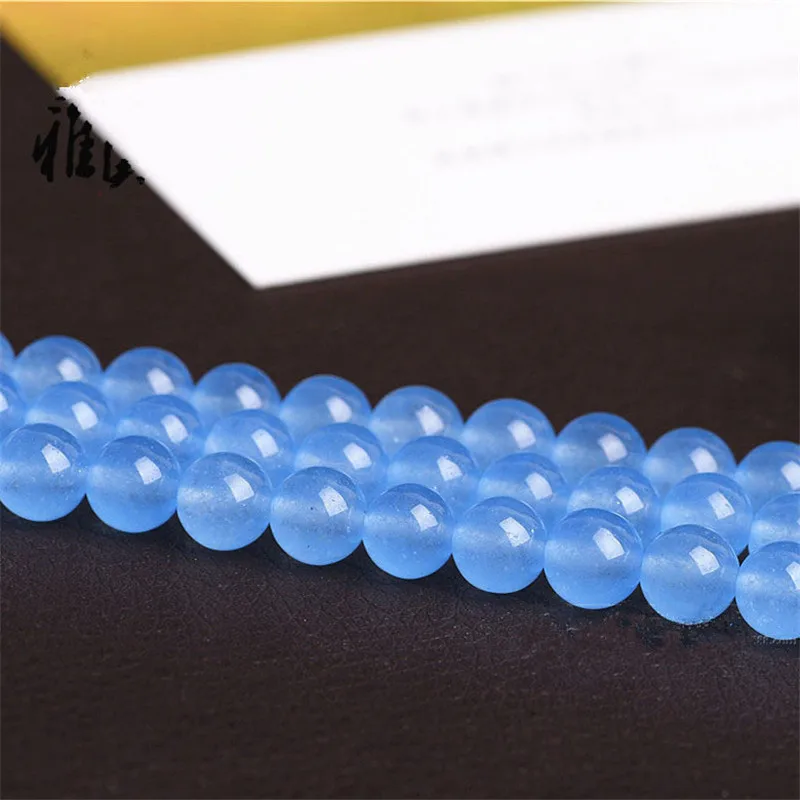 RONGQING 1String светло голубой фотоэлемент для браслета и ожерелья 4 14 мм|blue chalcedony