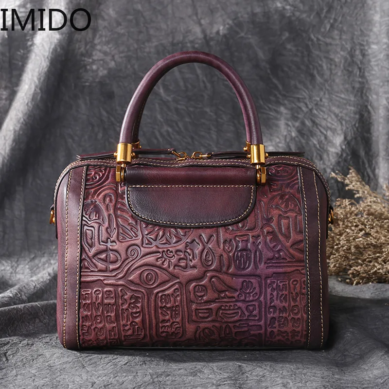 IMIDO 2019 новая кожаная одноцветная Ретро женская сумка на одно плечо из воловьей