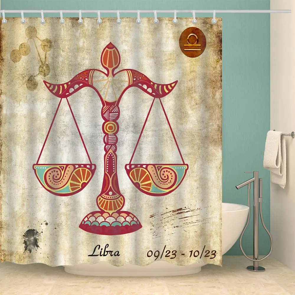 

Svetanya Waterproof Shower Curtain Libra Print (include 12 pcs Hooks) 180*180cm