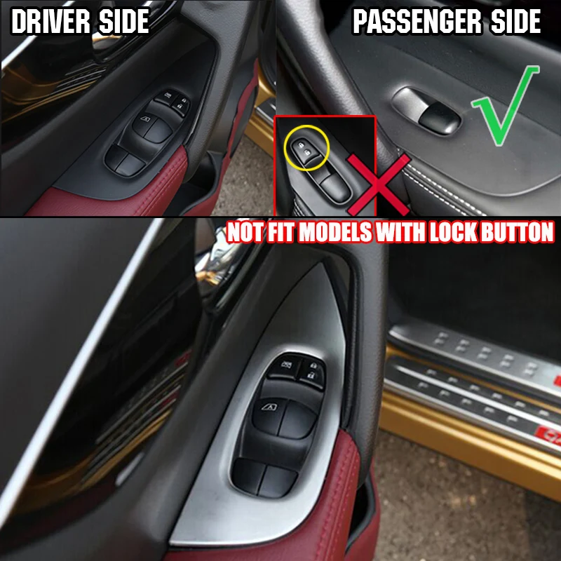 AX стайлинга автомобилей хромированная для дверей окон кнопка включения Панель крышка отделка подлокотника для Nissan Rogue Спорт Qashqai J11