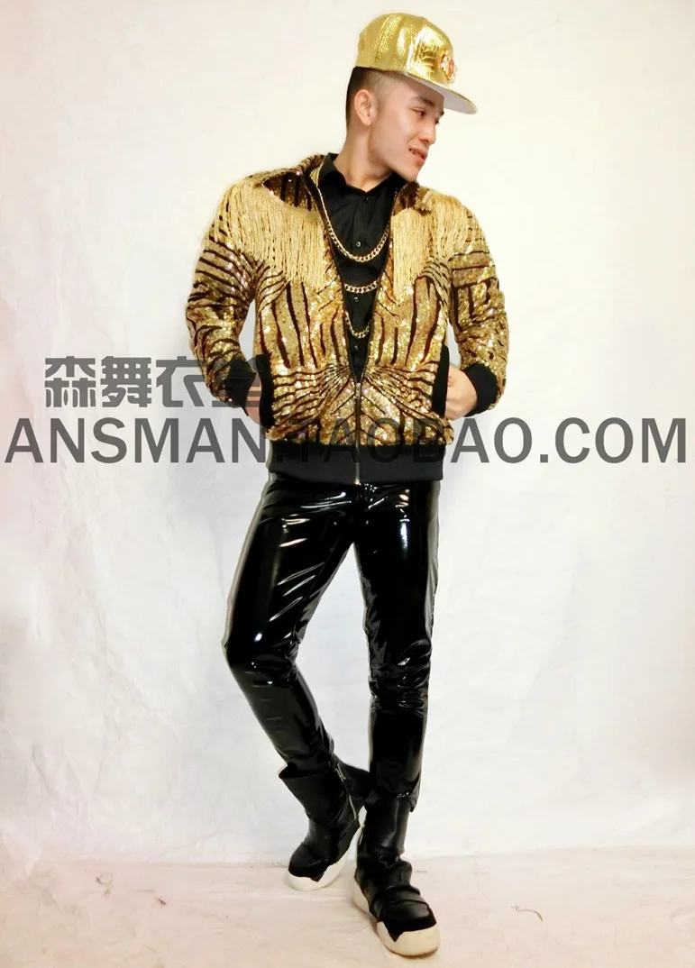 S-5XL новое пальто мужская приталенная куртка DJ Геометрическая Золотая кисточка куртки для мужчин певицы костюмы для мужчин размера плюс одежда