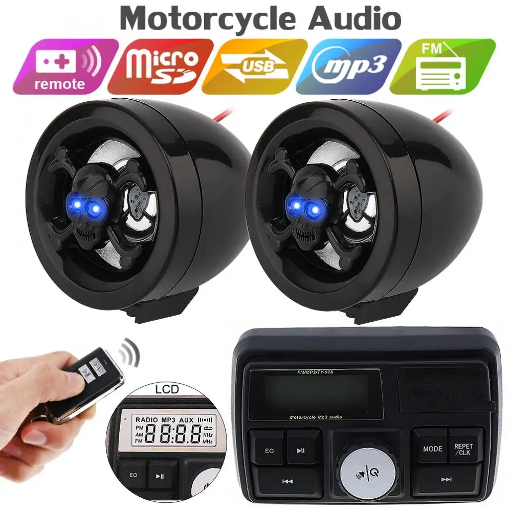 

12V 10W Display Screen Waterproof Motorcycle Anti-theft Sound MP3 Player Motorbike Security Alarm System With remote control