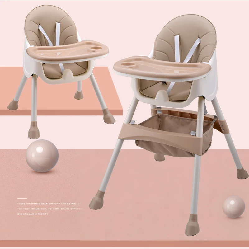 PP Material Safety Children's Dining High Chair Adjustable Foldable Seat Multi-function Portable Baby Feeding Chair For Babies