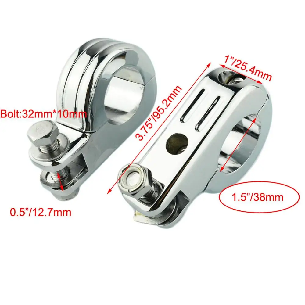 32 мм CNC 1-1/" 1,25" 38 мм 1," Заготовка Крушение Бар защита двигателя шоссе ноги колышек Зажимы Крепления для Harley Davidson большинство мотоциклов - Цвет: 38MM CHROME