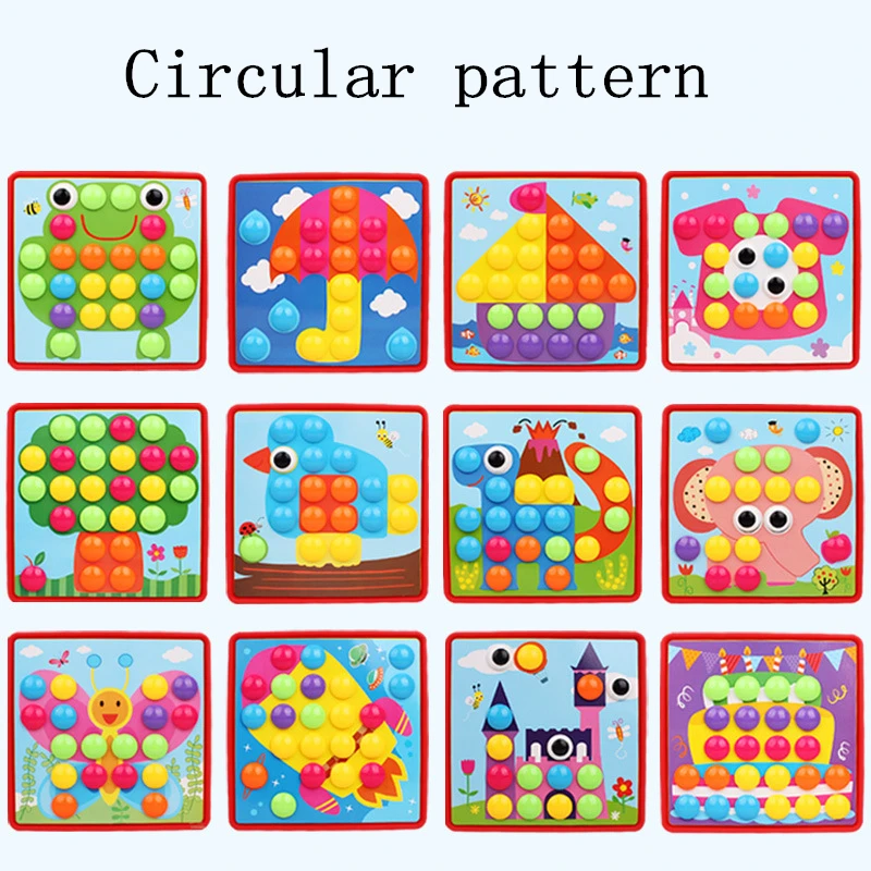 Educational 3D Puzzles Toys For Children Composite Picture Puzzle Game Creative Mosaic Mushroom Nail Kit Toys For Kids Baby (6)