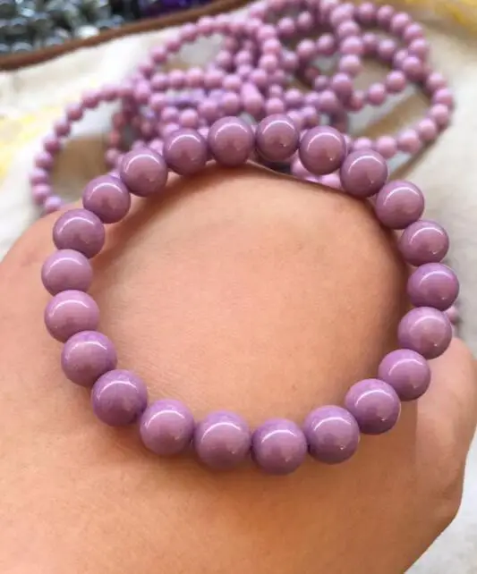 

free shipping Wholesale prices 100% Natural purple mica Crystal Beads Bracelet 8-8.5mm
