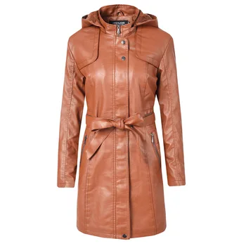 

Fur Jacket Winter Women Long Coat Faux Leather Jackets Hoodies Thicken Warm Wind Breaker Waterproof Windproof Biker Motorcycle T