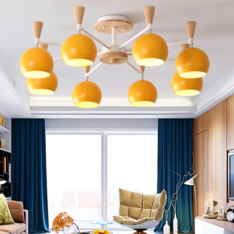 

Nordic Minimalist Solid Wood Bedroom Light Creative Macaroons Pendant Light Bedroom living room Study Bar Light Fixtures