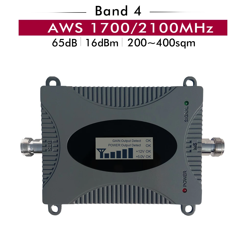 

65dB Gain LCD Display 4G AWS 1700/2100 mhz Cell Phone Signal Repeater LTE Band 4 AWS 1700/2100 Cellular Booster Signal Amplifier