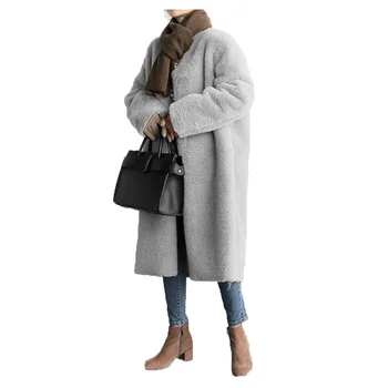 

Winter Faux fur Shawl Fur Coats Outerwear 2019 Autumn runway fashion thick warm Party long Faux fur coat