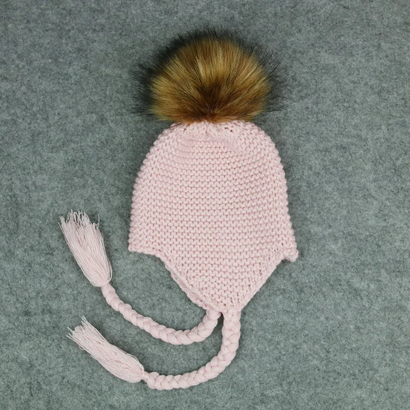 Зимняя хлопковая вязаная шапочка для малыша шапочка для девочек и мальчиков куртка-бомбер шапки Симпатичные шапки с ушками