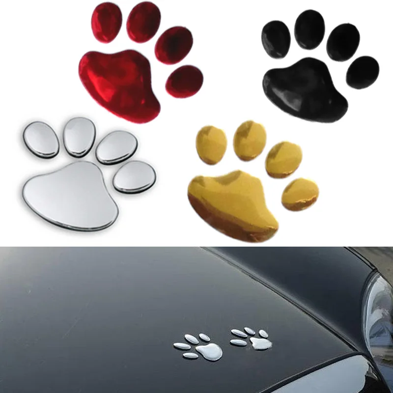 1 Pair Car Sticker Dog Paw 3D Animal Dog Cat Bear Footprint PVC Car Sticker Nick Cover Sticker for Car Auto Motorcycle Decor