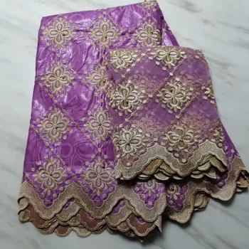 

Unique Design Bazin Riche Brode Lace Fabric With Net Blouse Gold Beaded Embroidered Guipure Basin Wedding Beads Laces Material