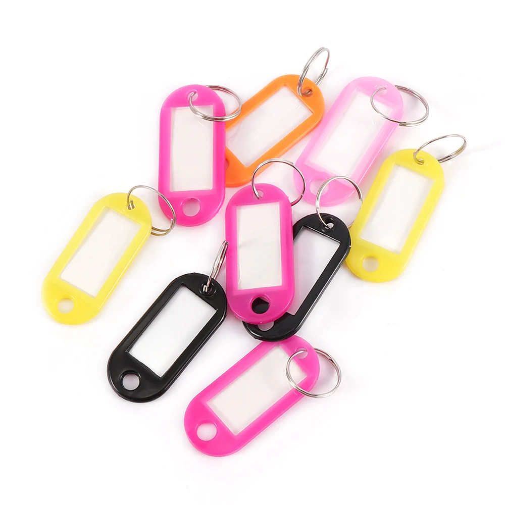 

10Pcs/Lot Plastic Keychain Blanks Key Ring ID Label Tags For Baggage Paper Insert Luggage Tags Random Color Key Chain