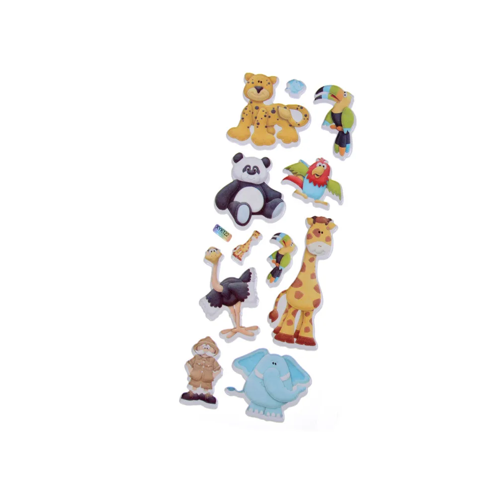 10pcs Cartoon Animals Zoo 3D Stickers Childrens Girls Boys PVC Stickers KidsV WD