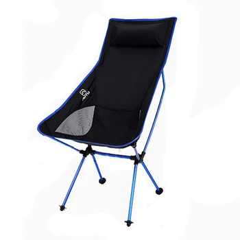 

Portable Folding Chair Beach Chair Built-in Pillow with Carry Bag for Outdoor Camping Leisure Picnic BBQ Fishing Tools dark blue