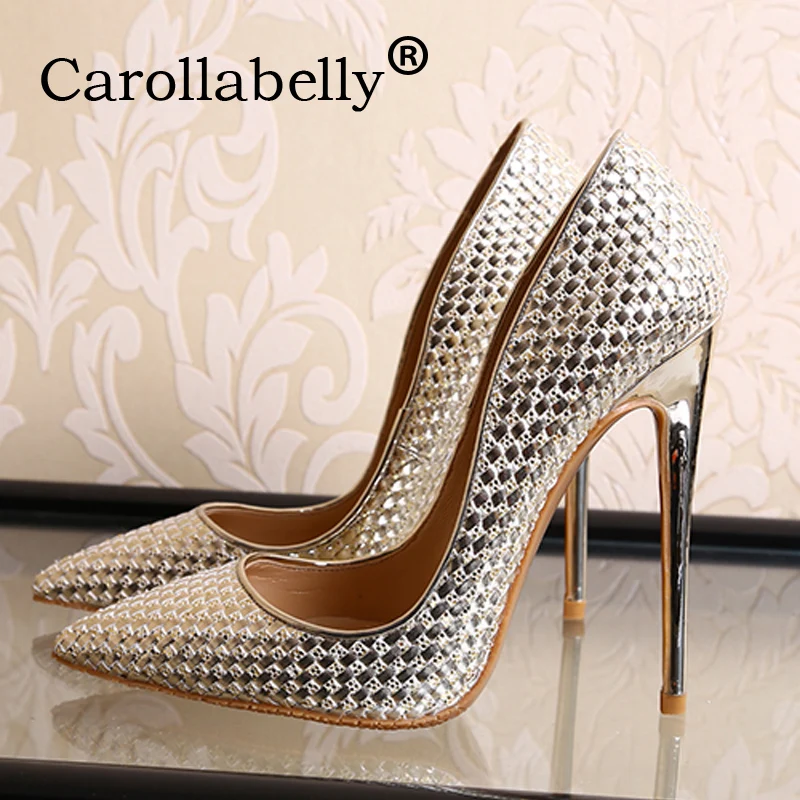 silver and gold pumps