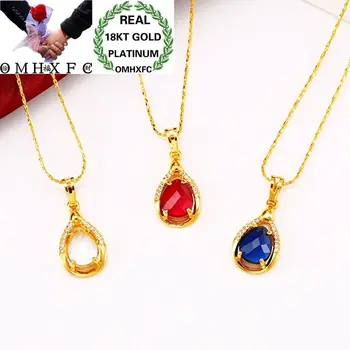 

OMHXFC Wholesale European Fashion Woman Girl Party Birthday Wedding Gift Water Drop AAA Zircon 18KT Gold Pendant Necklace EX29