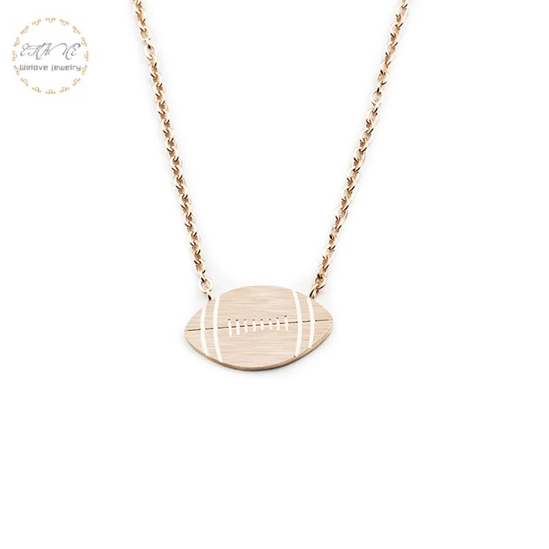 البسيط الرياضة مجوهرات جولة الأمريكية سحر قلادة للنساء الذهب اللون المقاوم للصدأ الكرة قلادة collares البسيط الرياضة مجوهرات جولة الأمريكية سحر قلادة للنساء الذهب اللون المقاوم للصدأ الكرة قلادة collares