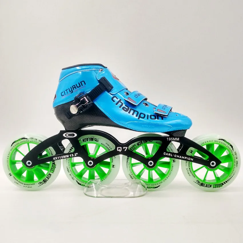 Чемпион Профессиональный конькобежный спорт обувь для взрослых и детей Гонки обувь MPC конькобежный спорт поддержка роликовых коньков - Цвет: blue   green