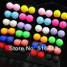 A-568 96 шт Разноцветные кристаллы смолы шар из нержавеющей стали стильные серьги-гвоздики ювелирных изделий