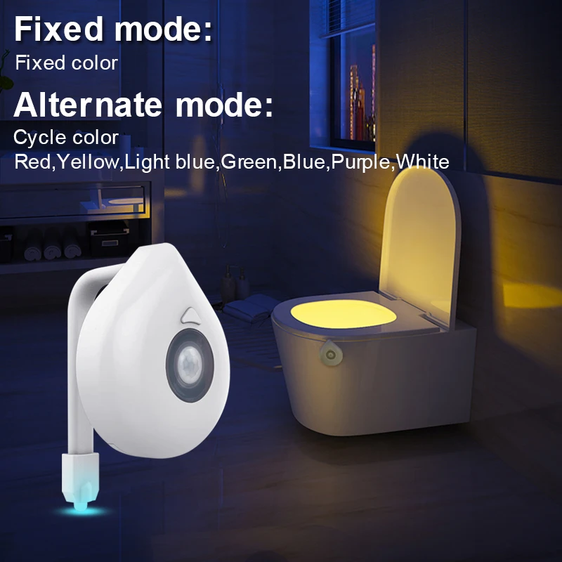  LED Toilet Light Motion Sensor Night Lamp AAA Battery Powered WC Light Real 8 Colors Changeable Bac - 32951402742