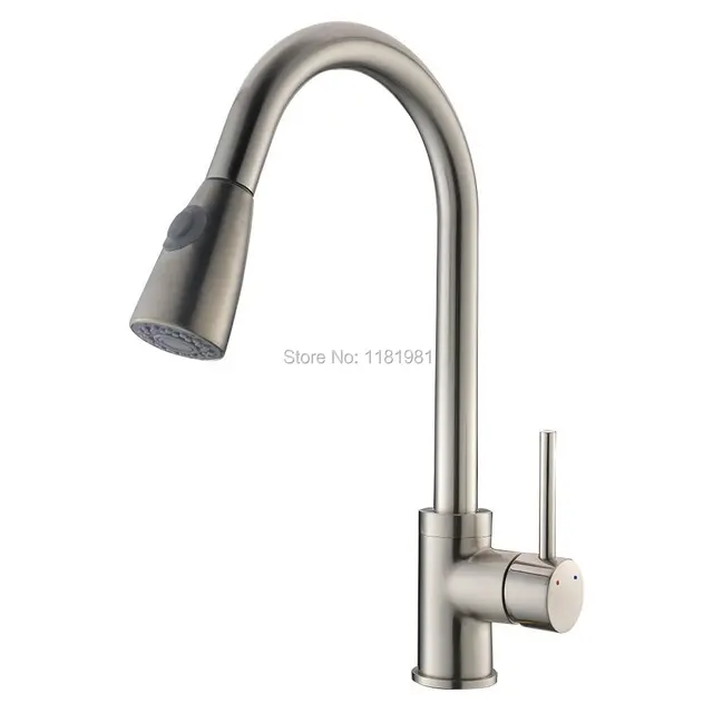 Best Quality Satin Nickle Brushed Finishing Flexible Hose Pull Out Kitchen Faucet XR8009T