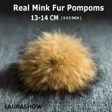 Лаурасу 14 см настоящий шарик из меха норки Помпон колпак мех ЗИМА для обуви шапки меховые аксессуары
