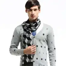 Fashion Rhombus Jacquard Scarfs For Men Winter Autumn Cotton Warm Tartan Scarves Men Business Scarf YJWD308