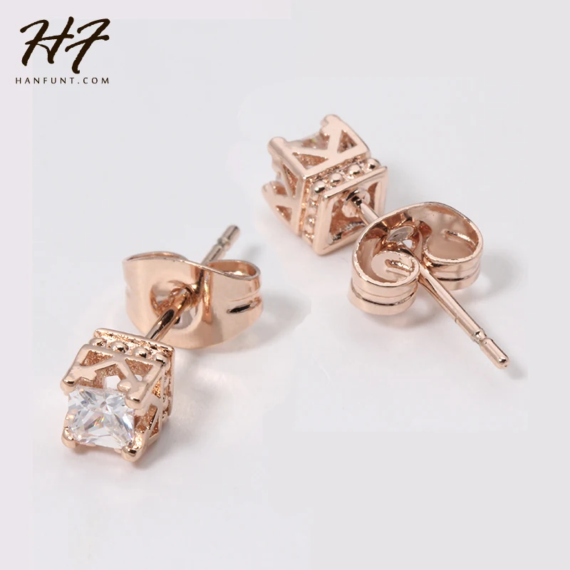 

E448 E449 four claws Imperial Earrings Crown Crystal Rose Gold Color Genuine SWA ELEMENTS Austrian Crystal HotSale