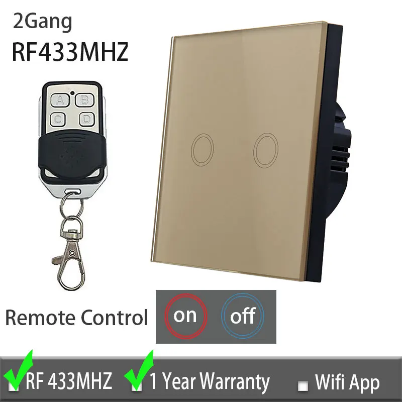 Gold 2 gang set Vhome светодиодный светильник сенсорный выключатель РЧ стеклянная панель умный пульт дистанционного управления Переключатель ЕС тип 220 В для умного дома светильник светодиодный сенсорный переключатель - Цвет: Gold 2 gang set