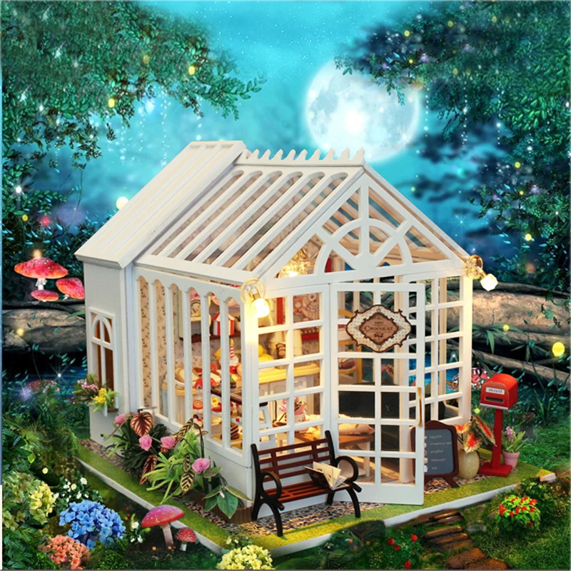 

DIY Doll House Furnitures Miniatures For Dollhouse Light Handmade House For Dolls Puzzle Toys For Children Gift M028 #E