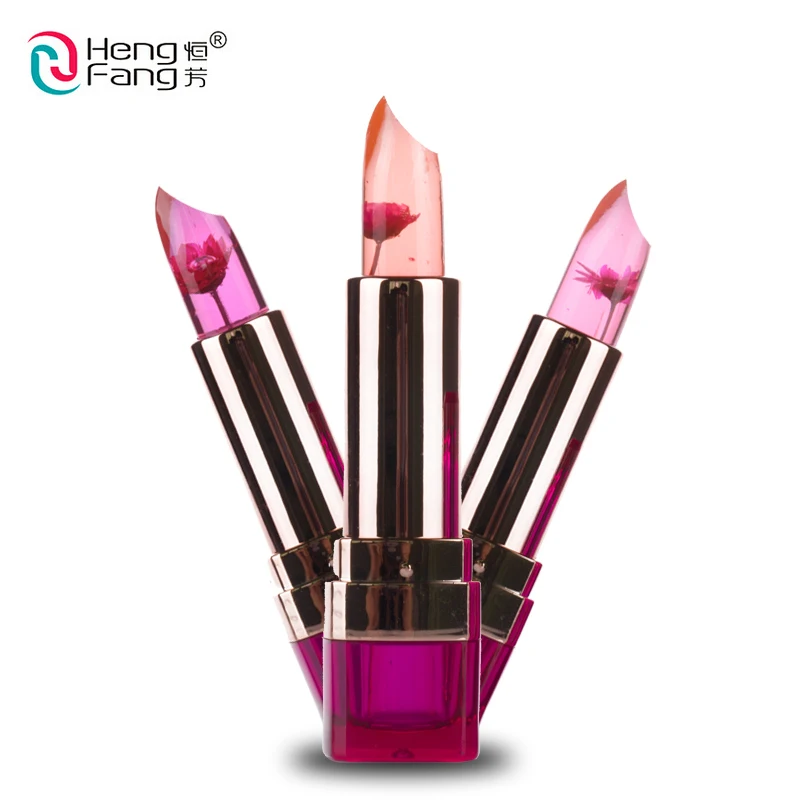 

brand HengFang Black Chrysanthemum Lipstick Temperature-changed Lip Balm Moisturizer batom Lips flower lipstick