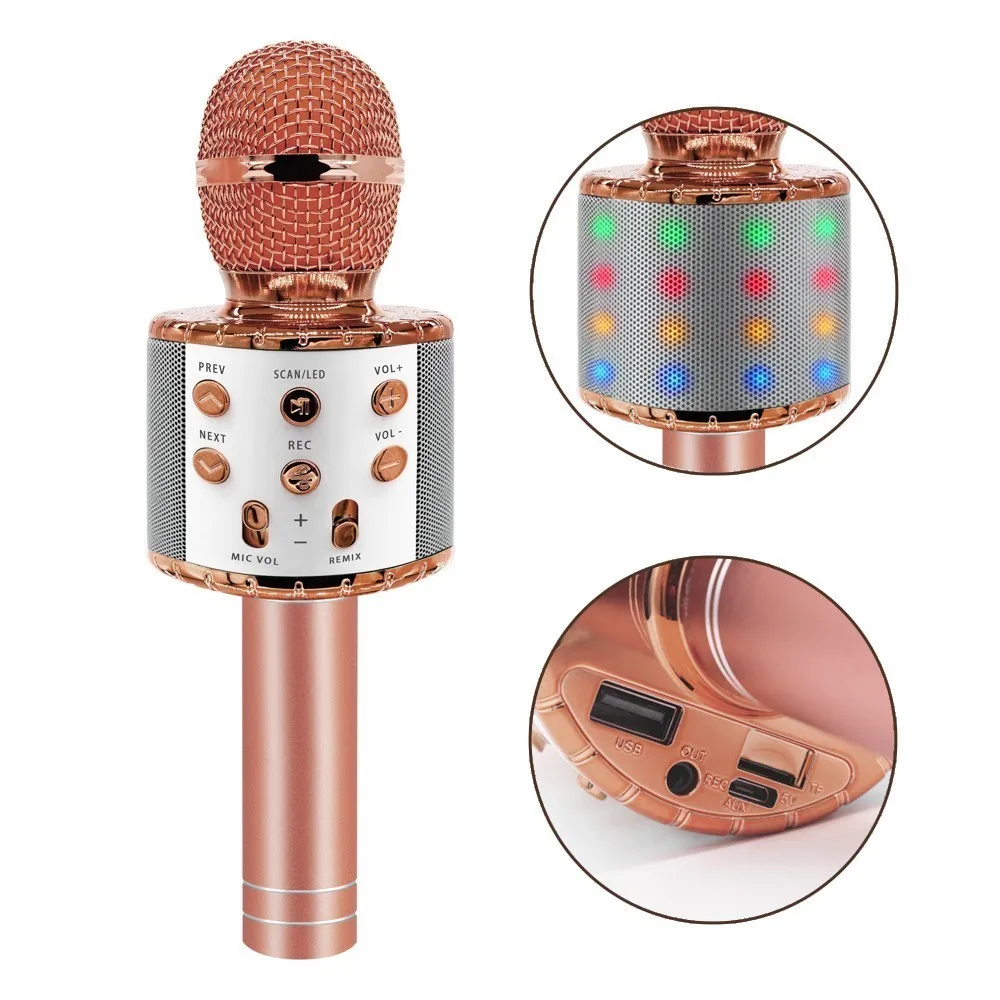 

Dual Bluetooth Connection & Micro TF Card Playing Music Original Sing/Accompaniment Mode Free To Switch Color Light KTV Machine