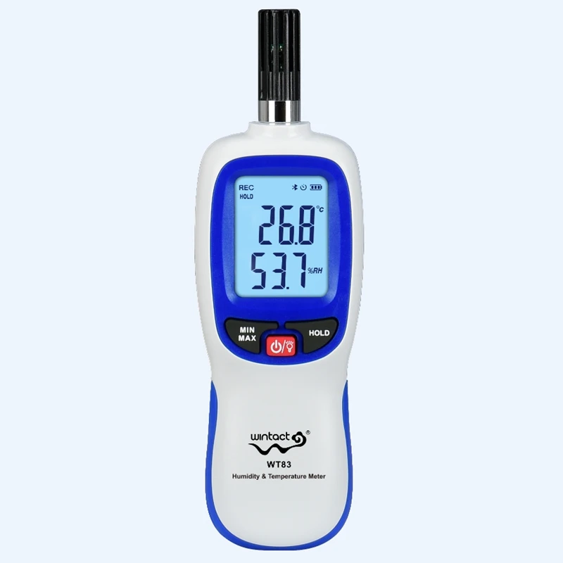 Цифровой термометр, гигрометр, ЖК-дисплей, Bluetooth, измеритель температуры и влажности, Max Min C/F, фиксация данных, точка росы, подсветка, точный датчик - Цвет: WT83