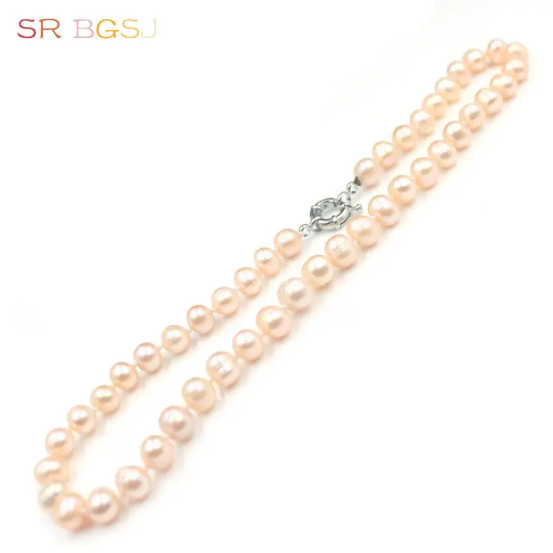 

Free Shipping 10mm Nearly Round Freshwater Pearl Knot Women Jewelry Necklace Strand 18"
