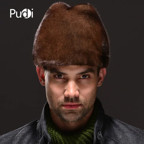

HM027 Real genuine mink fur hat winter Russian men's warm caps whole piece mink fur hats