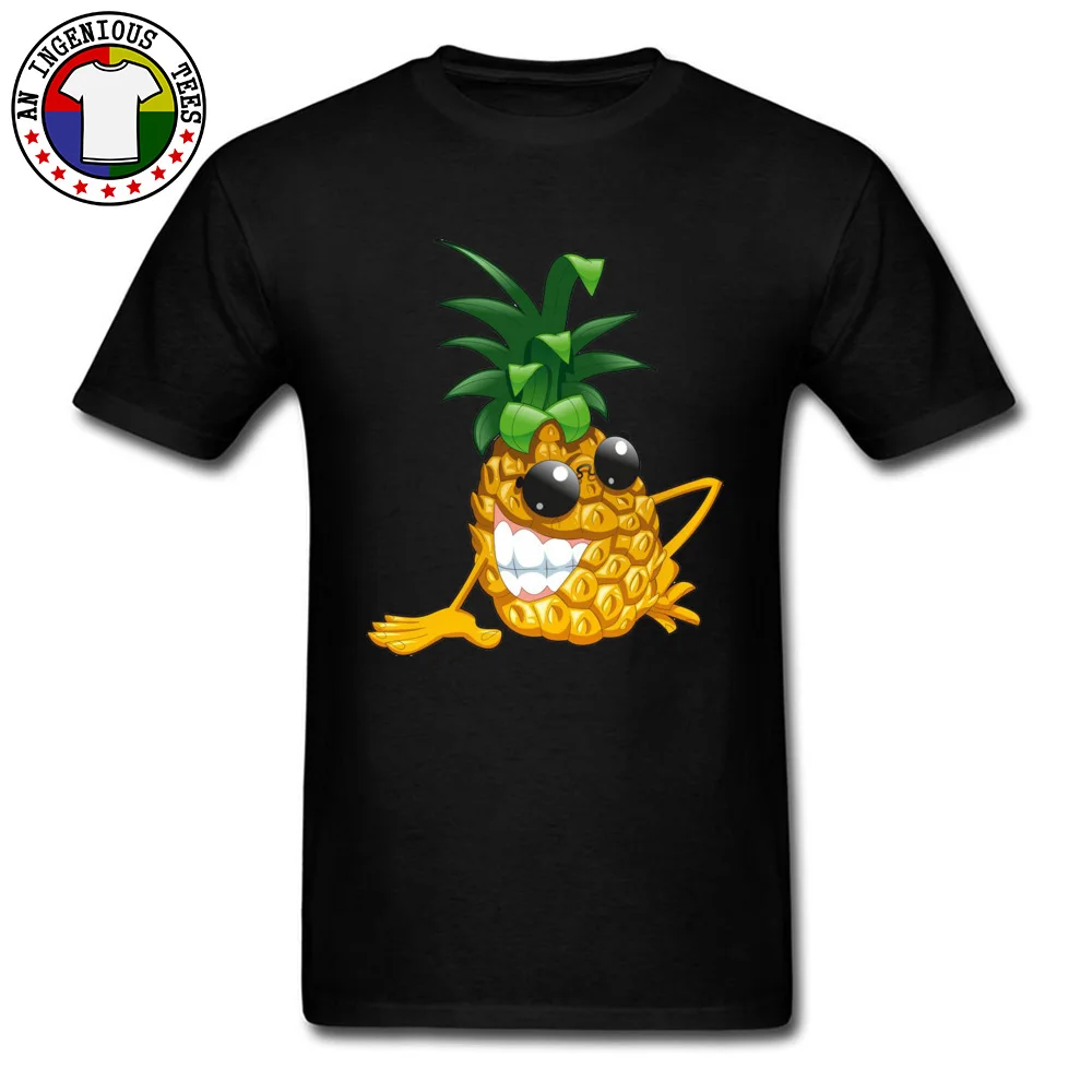 Pineapple Pure Cotton T Shirt for Men Short Sleeve Classic Tops Shirt Oversized Fall Crew Neck Tee Shirt Print Pineapple black
