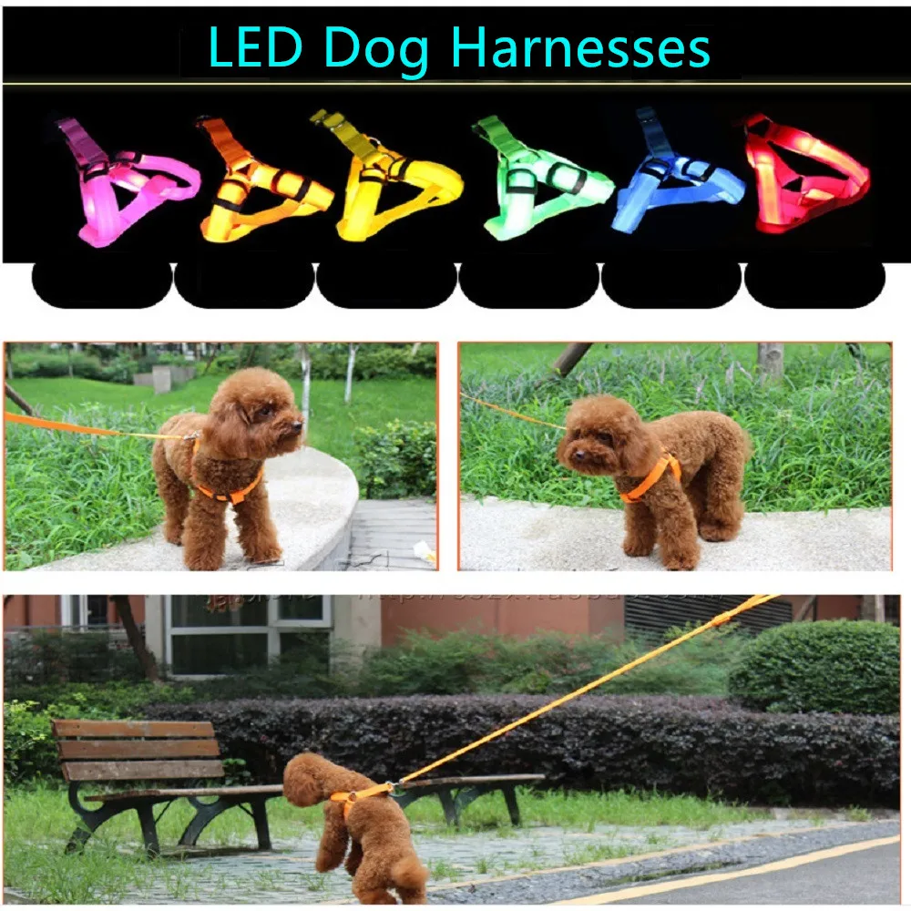 

LED Charging Reflective Pet Dog Harnesses Collars Adjustable Nylon Noctilucent Dog Necklace Choker Pet Dog Puppy Neck Ring Gift