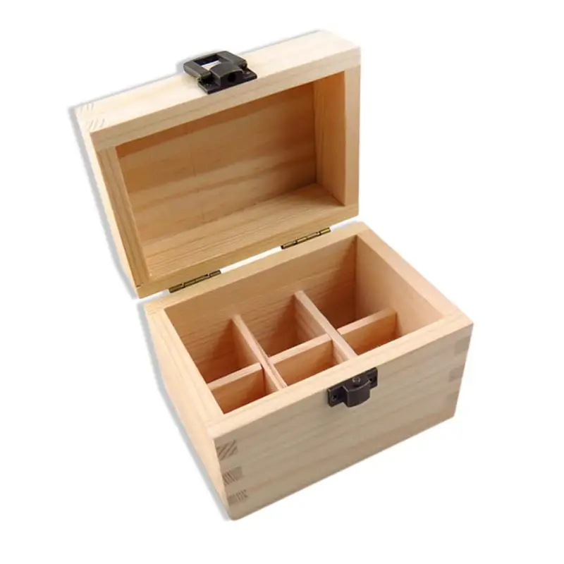 

6 Compartments Solid Wood Essential Oil Bottle Storage Box Packing Wooden Case Perfume Bottle Collecting Container