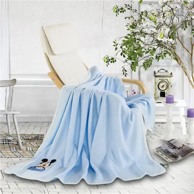 Disney Authentic Blue Mickey Mouse Soft Bamboo Fiber Blanket Throw