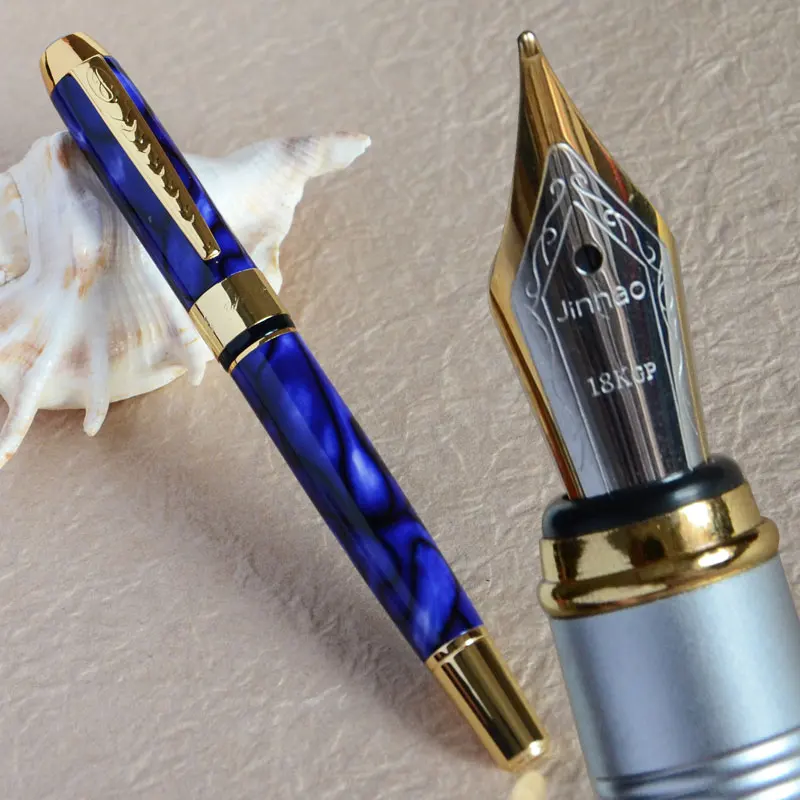 JINHAO 250 Королевский синий мрамор авторучка Золотая отделка