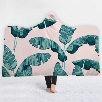

Large leaves Elegant style Blankets hats twin full size pink blankets soft women good quality keep warm comfortable blanket