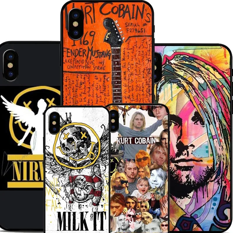 

Nirvana Kurt Cobain Rock and roll Band Kurt Cobain phone Case Cover For iPhone 5S SE 6 6S Plus 7 7Plus 8 8plus X Cover Case