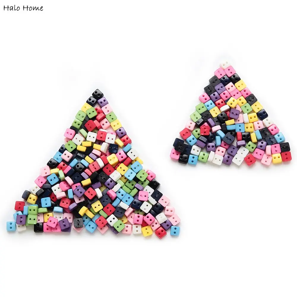100 шт 6 мм многоцветные одноцветные дополнительные 2 отверстия квадратные полимерные мини-кнопки для шитья скрапбукинга декор для изготовления открыток своими руками
